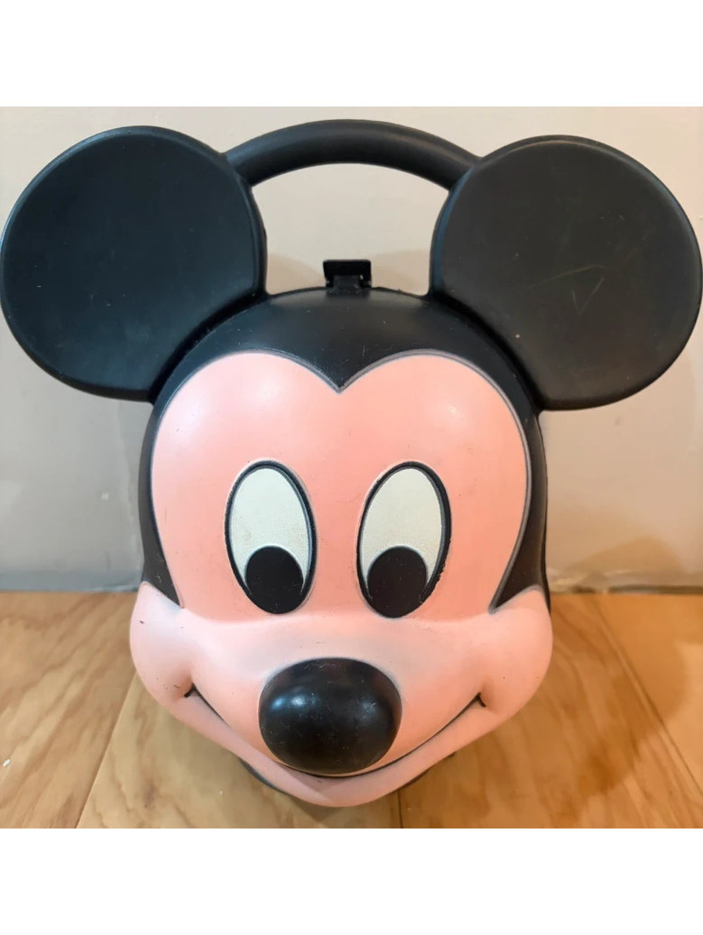 Vintage 1980s Walt Disney Mickey Mouse Head-Shaped Plastic Lunch Box